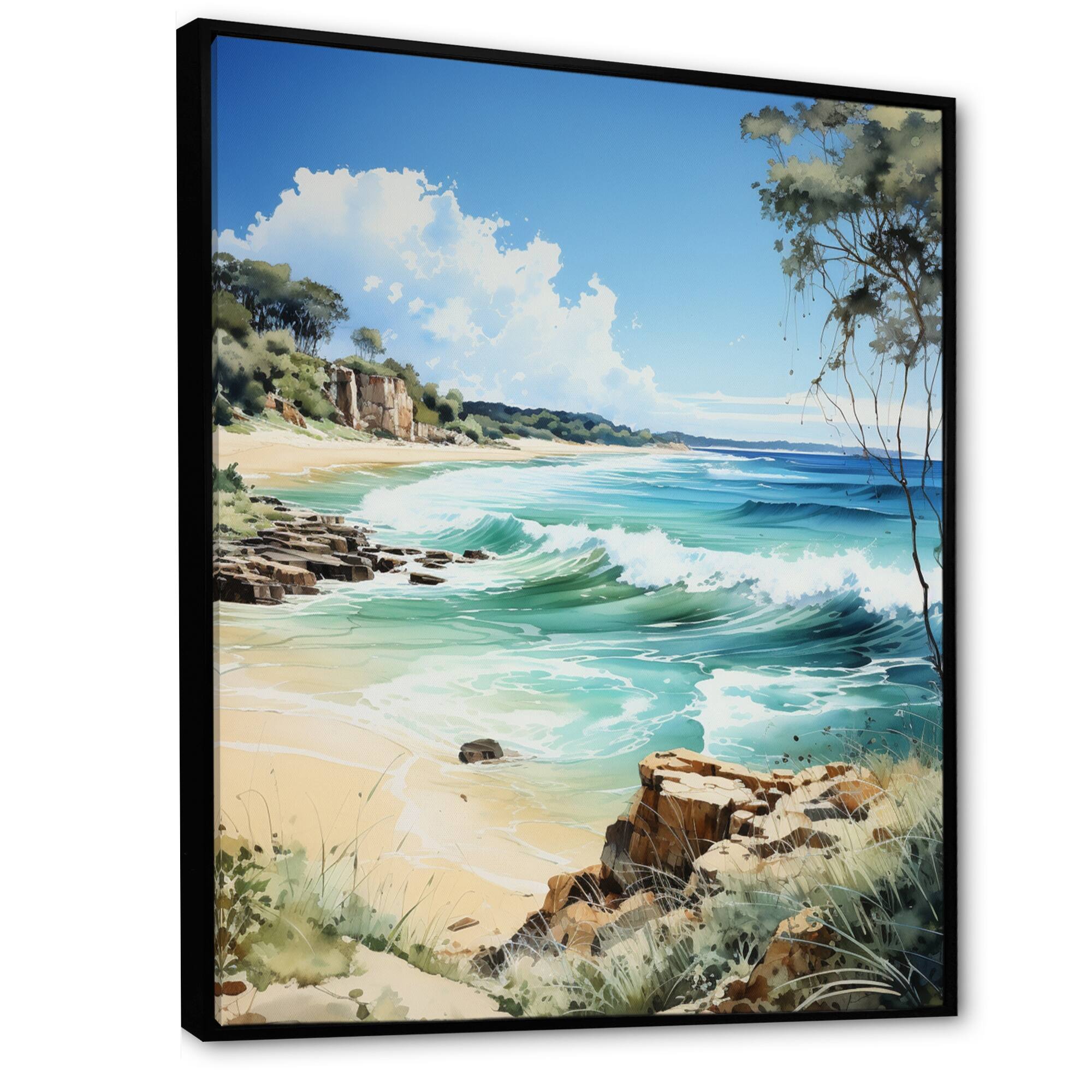 Designart "Australia Byron Bay Coastal" Australia Framed Canvas Art